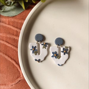 Clay Earrings | Spring Floral Arches | Spring Earrings | Blue Clay Earrings | Spring Jewelry | Mother’s Day | Easter Earrings