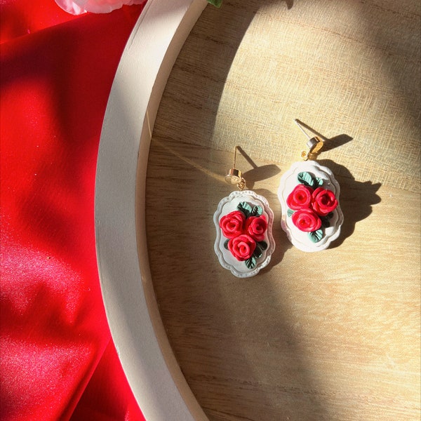 Valentine's Day Clay Earrings | Valentine's Day | Earrings | Clay Earrings | Rose Earrings