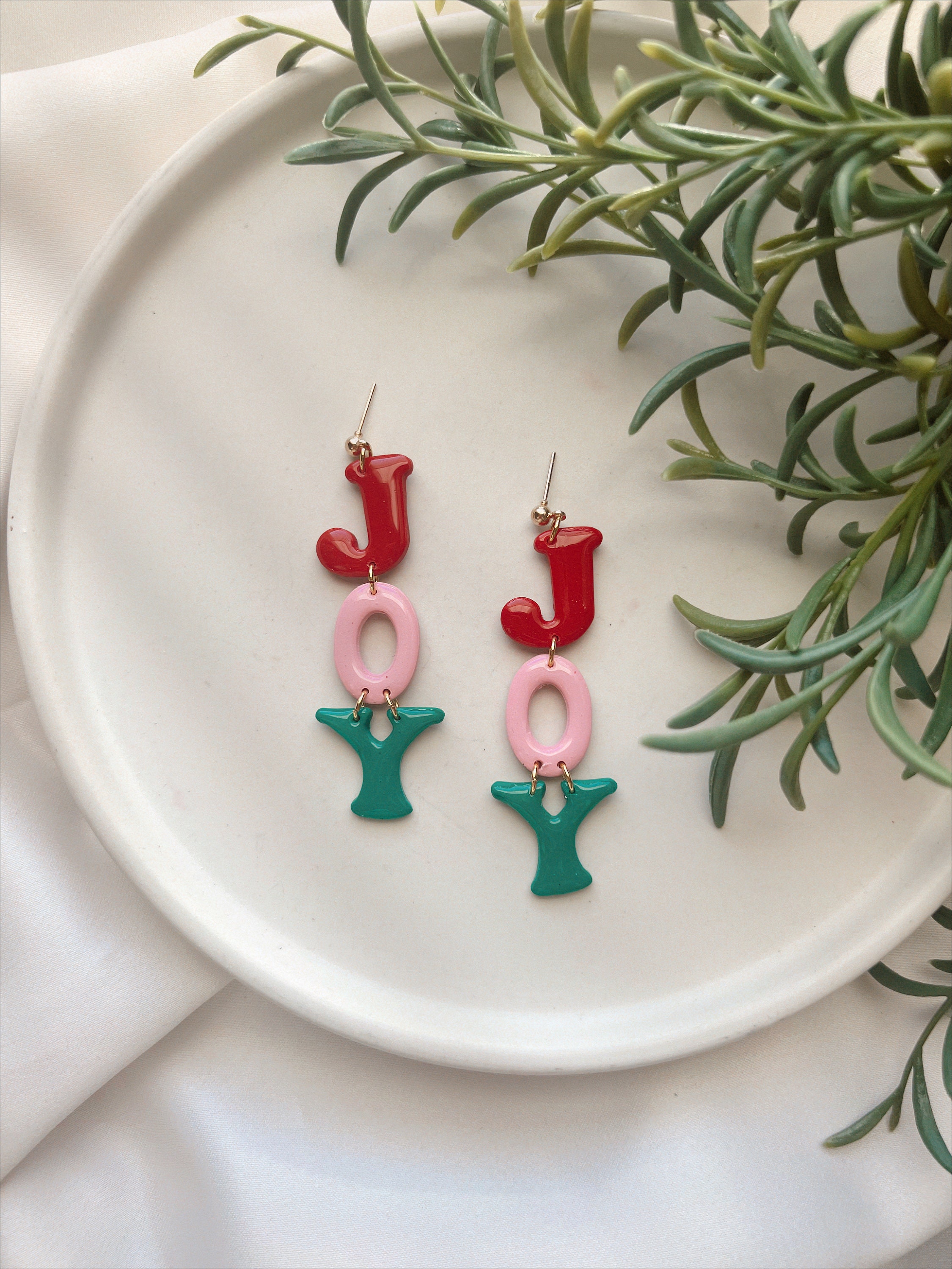 Joy Earrings | Clay Earrings | Polymer Clay Earrings | Christmas Earrings