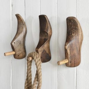 Vintage Antique Wooden Shoe Forms Rustic Shoe Mold Wall Hook Industrial Decor