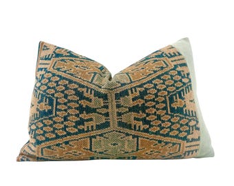 Authentic One of a Kind Vintage Chinese Ikat Embroidered Pillow Cover