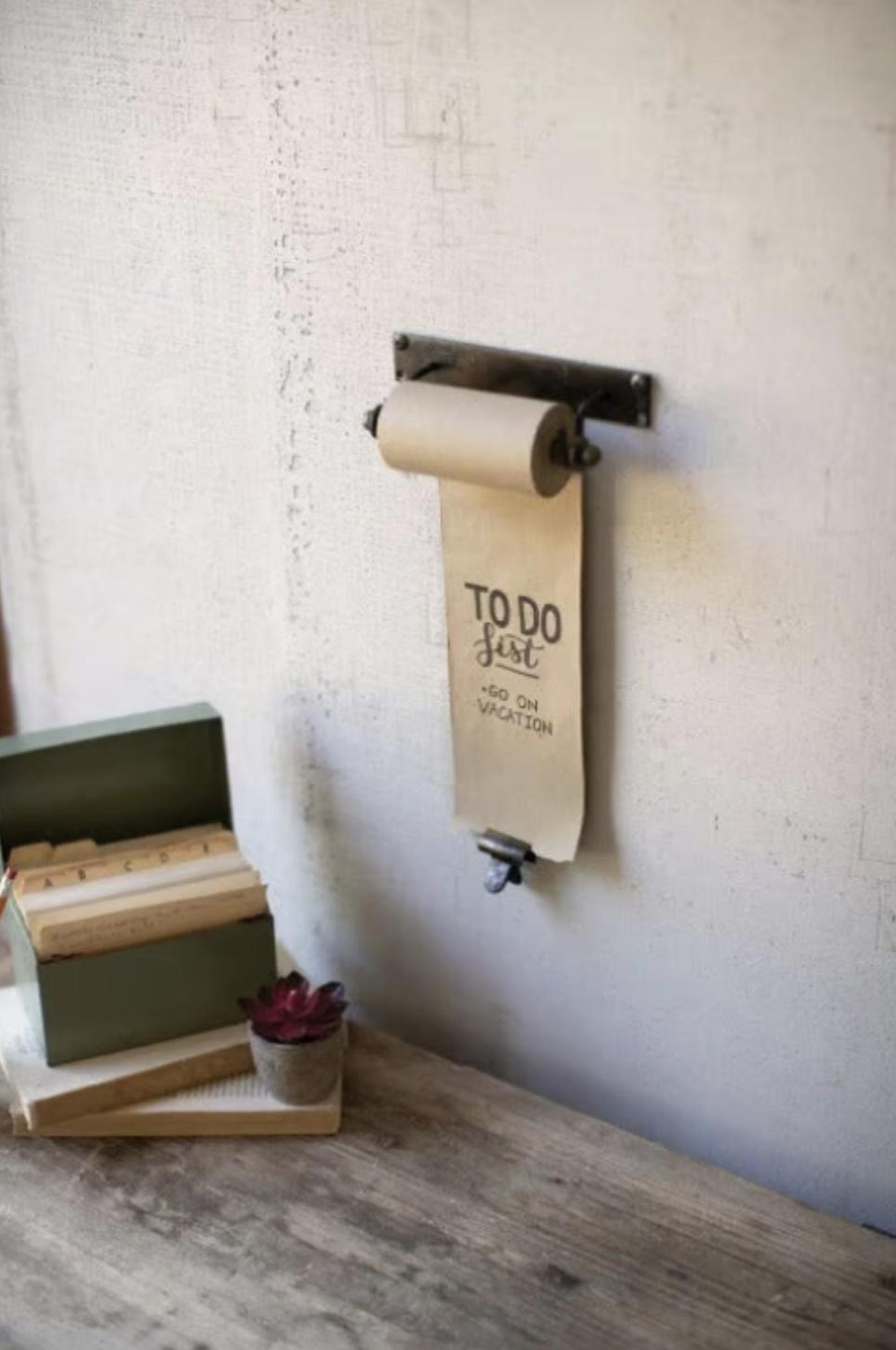 Hanging note roll Paper with a brass clip