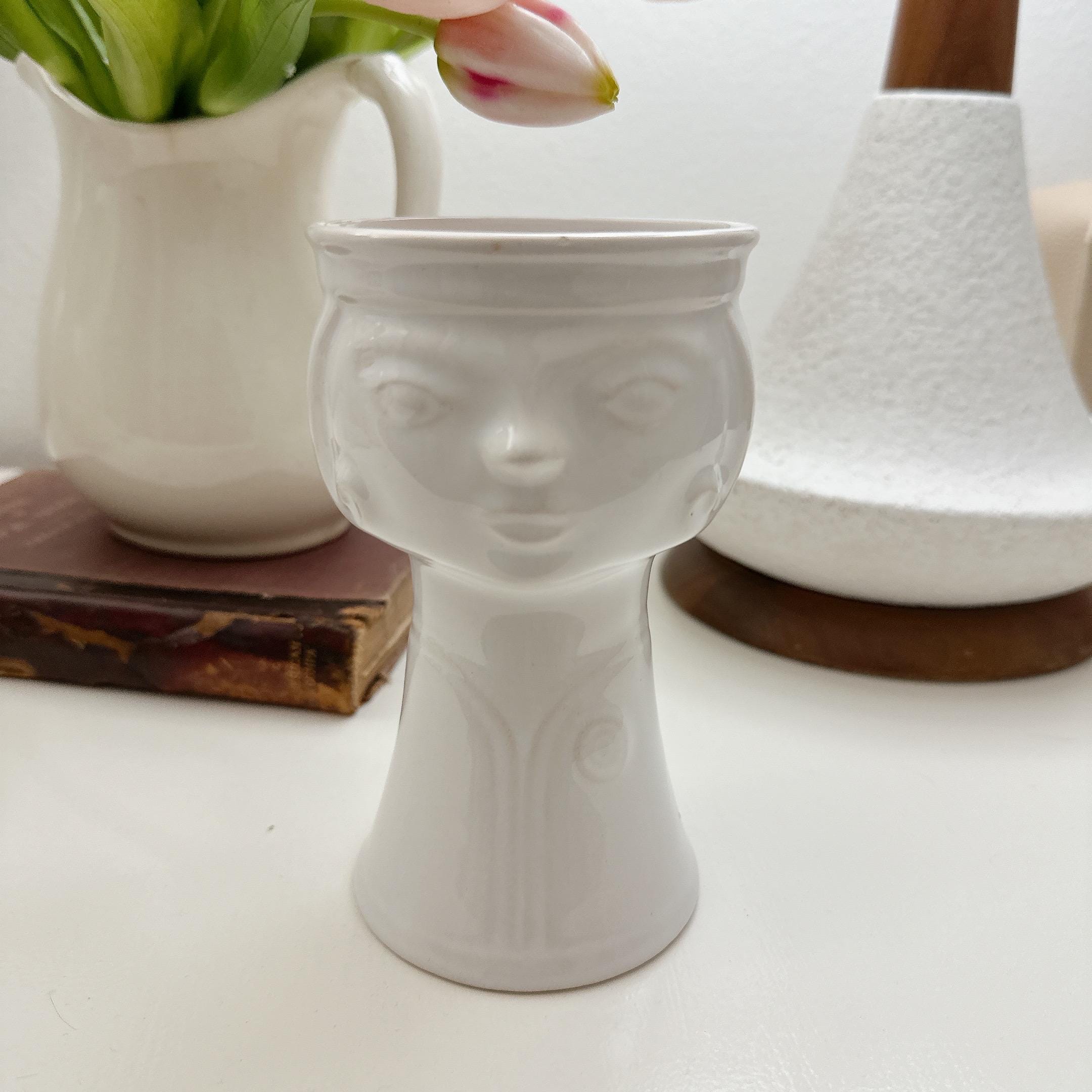Pot Veb Vintage VEB Haldensleben Face Vase | East German MCM Ceramic Planter ...