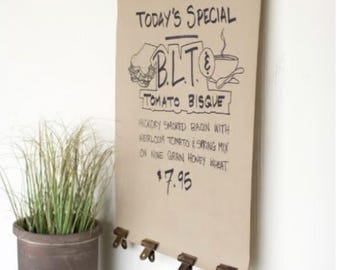 Large Hanging Note Roll Paper with 4 Clips in Antique Brass