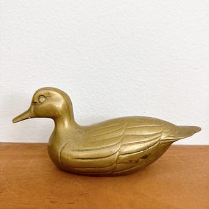 Vintage Mid Century Modern Brass Duck Sculpture - Brass Collectible Bird