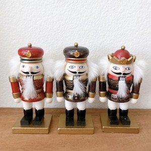 Conjunto de 3 porta-cartões de lugar vintage quebra-nozes soldado