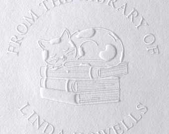 Personalized Cat Book Embosser | Custom Library Stamp, Ex Libris