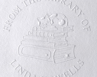 Personalized Cat Book Embosser, Custom Library Stamp | Ex Libris Design