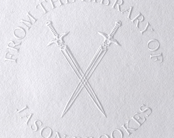 Crossed Swords Book Embosser, Custom Fantasy Gift, Personalized Gift for Reader