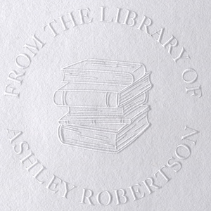 Personalized Book Embosser: Stack of Books, Custom Library Stamp | Black or Pink