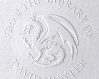 Dragon Book Embosser, Personalized Fantasy Design | Custom Name, Embossed Impression