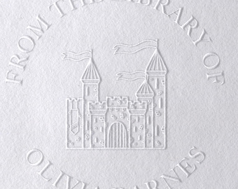Ex Libris Embosser, Fairytale Castle Design | Custom Name | Book Lover Gift