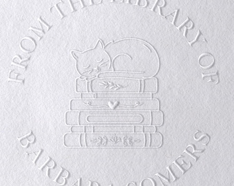 Personalized Cat Book Embosser, Custom Library Stamp | Reader Gift