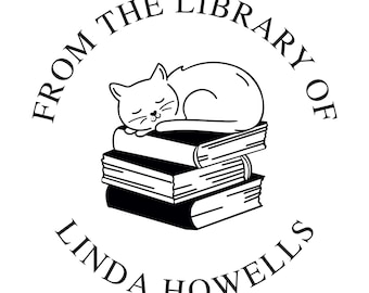 Personalized Cat Book Stamp or Embosser: Library Bookplate Stamp
