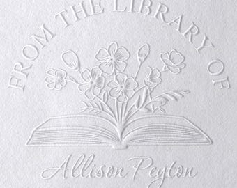Floral Design Embosser With Custom Name | Ex Libris | Book Lover Gift