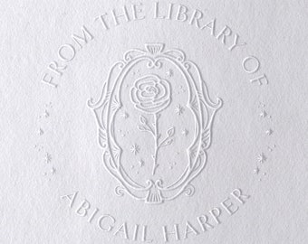 Personalized Rose Flower Book Embosser, From the Library of Embossing Tool, Embossing Book Stamp Gift for Fantasy Princess Book Lover