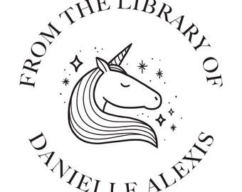 Unicorn Book Stamp or Embosser: Personalized Library Stamp