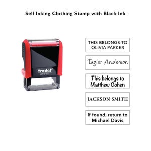Personalized Clothing Stamp for Kids: Custom Name Fabric Stamp, Self-Inking Black Ink