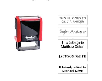 Personalized Clothing Stamp for Kids: Custom Name Fabric Stamp, Self-Inking Black Ink