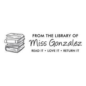 Custom Library Book Stamp: Teacher or Children&#39;s Bookplate (Self Inking or Wooden)