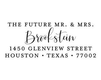 Future Mr & Mrs Return Address Stamp Self Inking or Wooden Stamp, Custom Self Ink or Wood Address Stamp  for Wedding Stationery Invitations