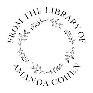Personalized Library Book Stamp: Wreath Design, Self Inking or Wooden