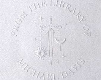 Celestial Sword Book Embosser: Personalized Fantasy Gift
