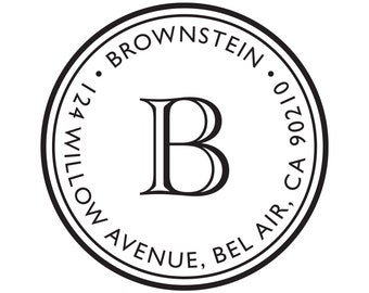 Personalized Monogram Return Address Stamp: Wooden or Self Inking