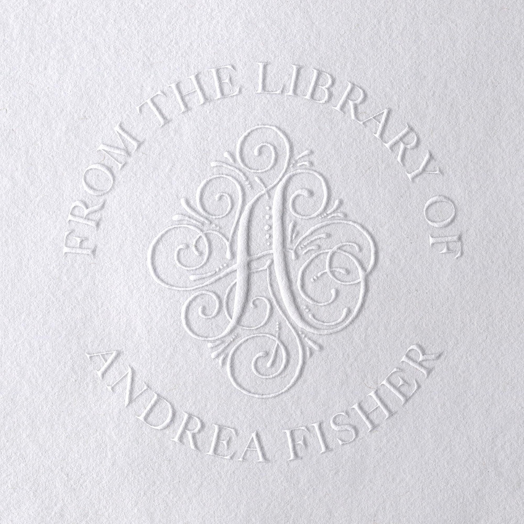Embosser Script Monogram Embosser, Fancy Script Initial in Center, Custom Gift for Book ...