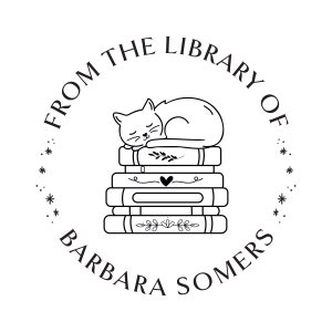 Cat Book Stamp or Cat Book Embosser, Library Embosser Stamp, Personalized Bookplate Stamp with Cat & Books | Gift for Cat Book Lover
