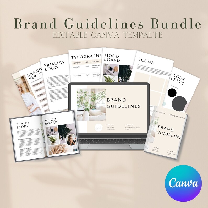 Branding Kit Brand Guideline Templates Canva Templates Etsy