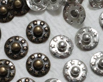 9.5mm Reinforcement Jean Rivets (30 sets), Decorative Star Rivets, Silver and Bronze Star Jeans Rivets, DIY, Trousers, Jeans, Jackets
