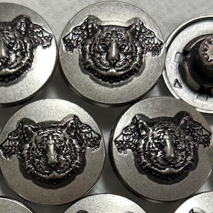 20 mm metalen jeanknopen (10 sets), zilveren tijgerknopen jeans, niet-gestikt, jeansspijkers, klinknagelknopen, jasje, jas, sluitingen en sluitingen