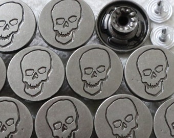 10 Sets- 17mm Metal Jean Buttons, No Sew, Skull Bone Buttons, Jean Tacks, Rivet Buttons, Jacket, Coat, Closures & Fasteners