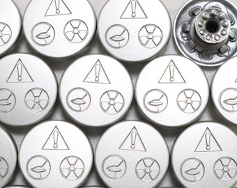 10 Sets- 17mm Metal Jean Buttons, Chemical Symbol, Signs, Science Button, Silver Rivet Button, No Sew, Jean Tacks, Closures & Fasteners