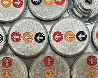 17mm Metal Jean Buttons (10 Sets), No Sew, Jean Tacks, Traffic Lights, Mixed Colour Arrow Rivet Buttons, Jacket, Coat, Closures & Fasteners