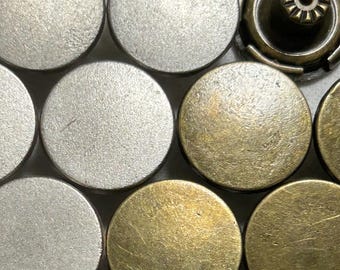 17mm Metal Jean Buttons (10 Sets), Silver and Bronze Jean Tacks, No Sew, Rivet Buttons, Jacket, Coat, Closures & Fasteners