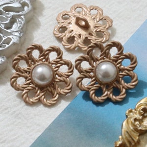 Boutons de tige en métal de 21 mm, boutons de fleur, boutons de perle, boutons de tige d'or de style vintage, vêtements, vêtements, manteau, bouton de couture #1M139