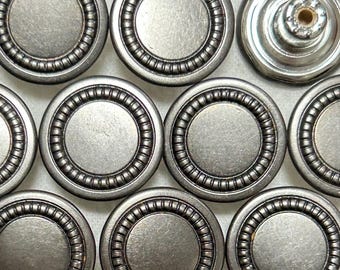 17mm Metal Jean Buttons (10 Sets), Grey Rope Edge Buttons, No Sew, Jean Tacks, Rivet Buttons, Jacket, Coat, Closures & Fasteners
