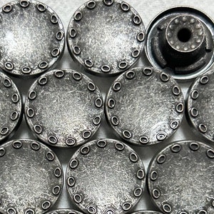 17 mm metalen jeanknopen (10 sets), grijze jeansspijkers, niet-gestikt, klinknagelknopen, jasje, jas, sluitingen en sluitingen