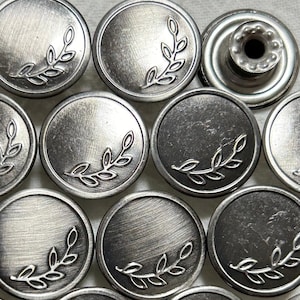 17 mm metalen jeanknopen (10 sets), grijze plantenknopen, grijze bladknopen, niet-gestikt, jeansspijkers, klinknagelknopen, jasje, sluitingen en sluitingen