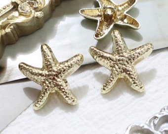 10 Pcs- 21mm Metal Shank Buttons, Starfish, Sea Star Button, Vintage Style, Marine Life, Ocean, Gold Shank Button, Sewing Button #1M83