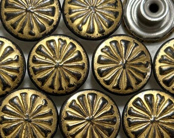 17mm Metal Jean Buttons (10 Sets), Antique Gold Radial Pattern Buttons, No Sew, Jean Tacks, Rivet Buttons, Jacket, Closures & Fasteners
