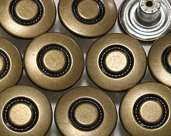 17mm Metal Jean Buttons (10 Sets), Bronze Circle Buttons, No Sew, Jean Tacks, Rivet Buttons, Jacket, Coat, Closures & Fasteners