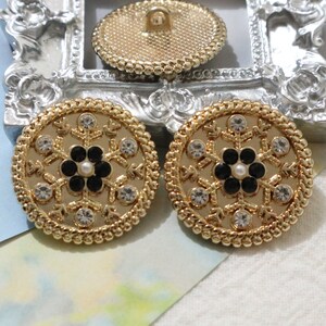 23mm Metal Shank Buttons, Rhinestone Buttons, Gold Shank Buttons, Snowflakes, Coat, Sweater, Jacket, Clothes, Clothing, Sewing Button #1M