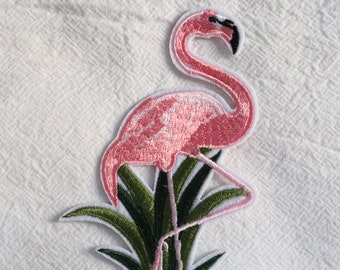 Flamingo Patch, Red Crane Patch, Embroidered, Iron On Patch, Applique, Cloth Applique, Clothes Badge, Patches