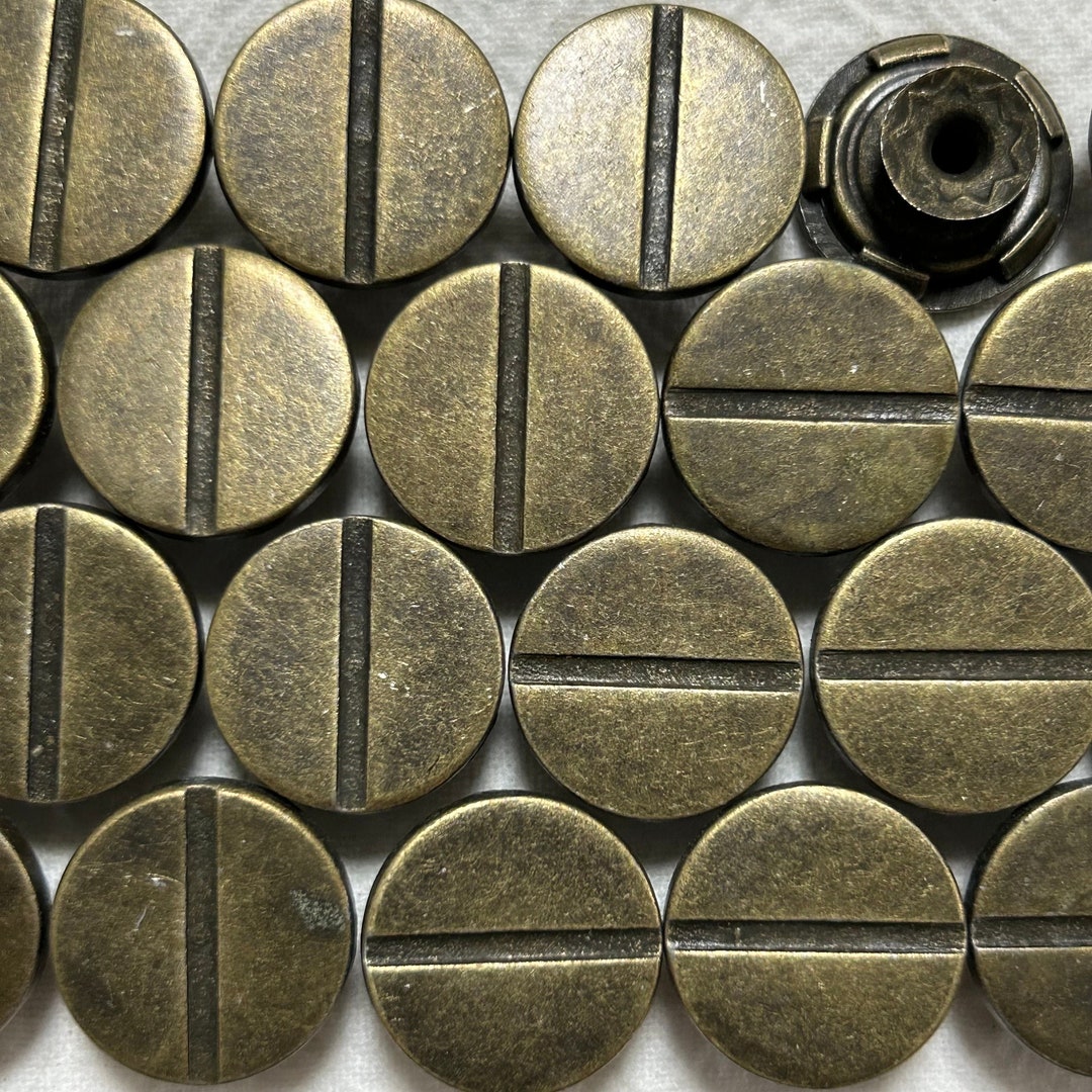 Metal Line Button 17mm Metal Jean Buttons (10 Sets), No Sew, Jean Tacks, Bronze Straight ...