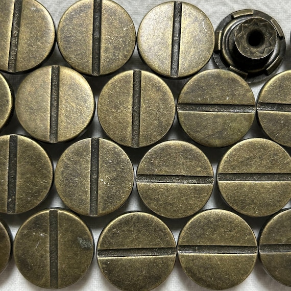 17mm Metal Jean Buttons (10 Sets), No Sew, Jean Tacks, Bronze Straight Line Buttons, Rivet Buttons, Jacket, Coat, Closures & Fasteners