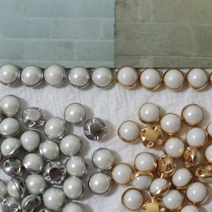 6mm Clothing Accessories , Doll Accessories, Teddy Bear Accessories, Sewing Accessories, Mini White Pearls and Metal Bottom Brackets