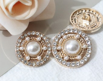 Boutons tige en métal 20 mm 23 mm, boutons de style vintage, boutons en strass, boutons en nacre, boutons en or rose, bouton de couture #1M158